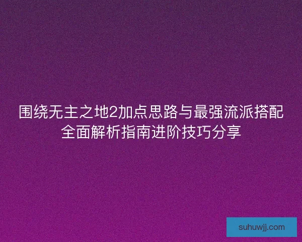 围绕无主之地2加点思路与最强流派搭配全面解析指南进阶技巧分享