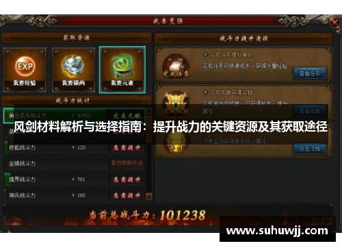 风剑材料解析与选择指南：提升战力的关键资源及其获取途径